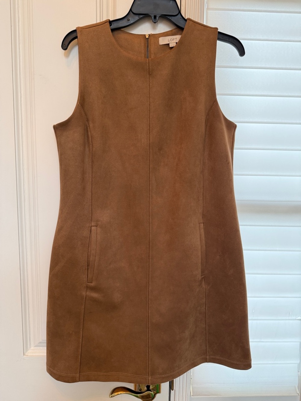 LOFT Brown Suede Sleeveless Shift Mini Dress